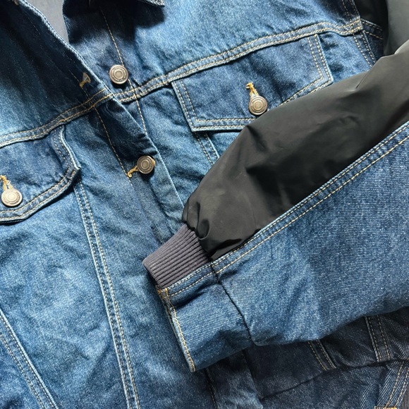 Zara Contrast Denim Bomber Jacket - Picture 5 of 9